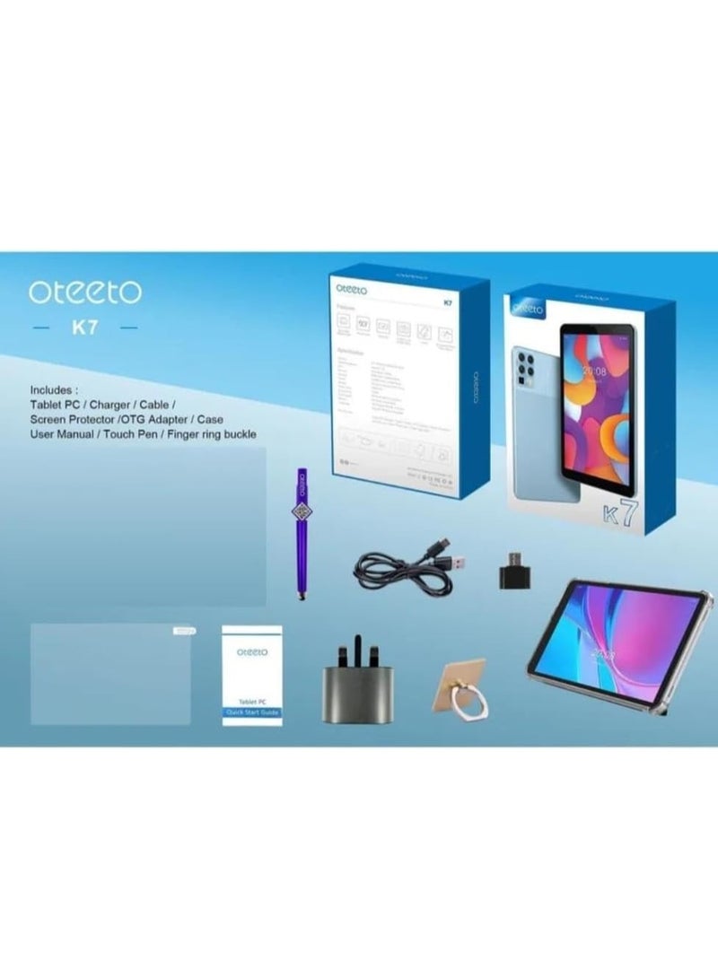 Oteeto K7 7.0 Inch Android Tablet, 8 GB RAM, 256 GB ROM, 3500 mAh Battery, Octa Core Processor, Android 13.0, 5.0 MP Front Camera - Grey - Image 3
