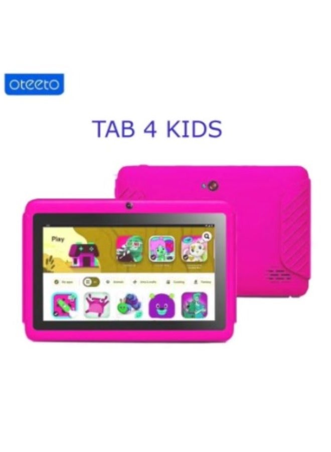 Oteeto Tab 4 Kids, 4GB RAM, 128GB ROM, 7 Inch IPS Display, 3000 mAh Battery, Toughened Glass, Android Kids 5G Wi-Fi Tablet (Pink) - Image 1