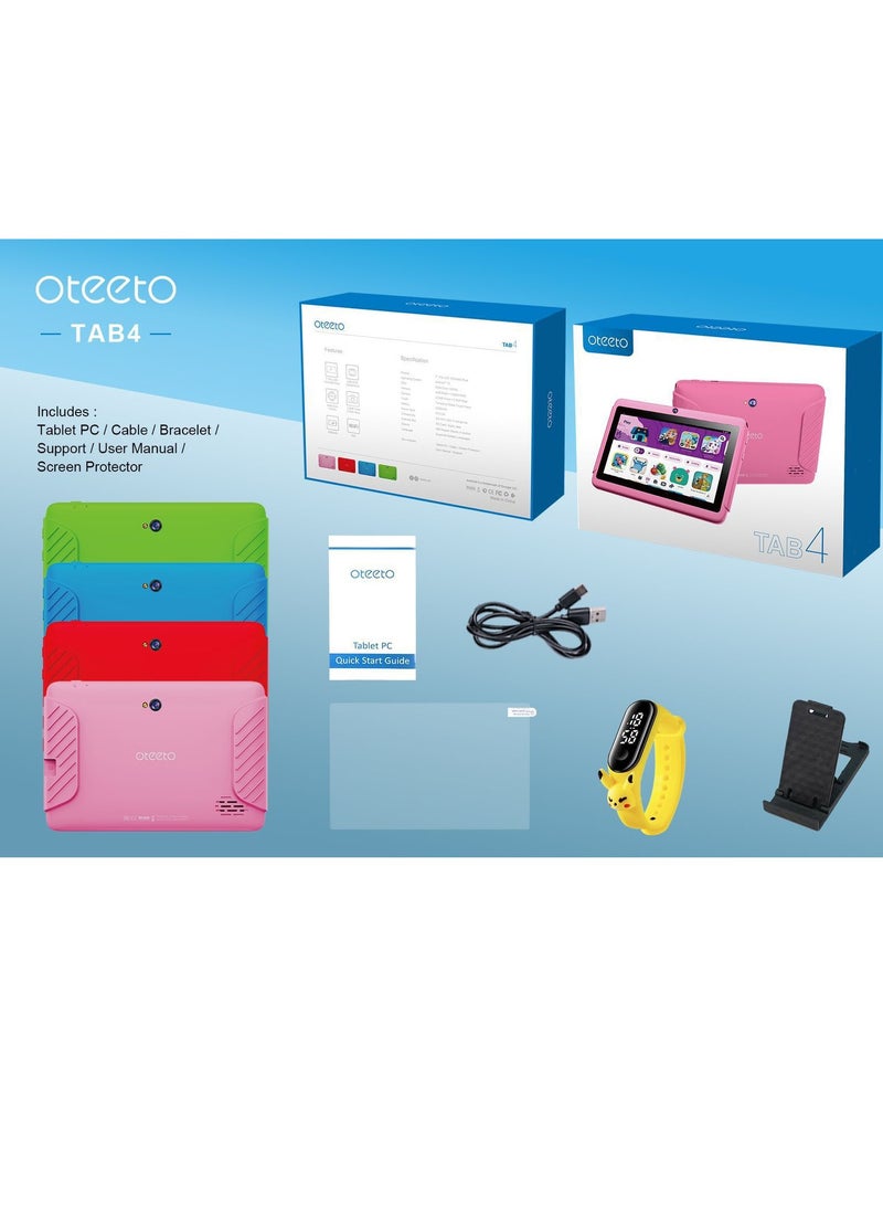 Oteeto Tab 4 Kids, 4GB RAM, 128GB ROM, 7 Inch IPS Display, 3000 mAh Battery, Toughened Glass, Android Kids 5G Wi-Fi Tablet (Pink) - Image 5