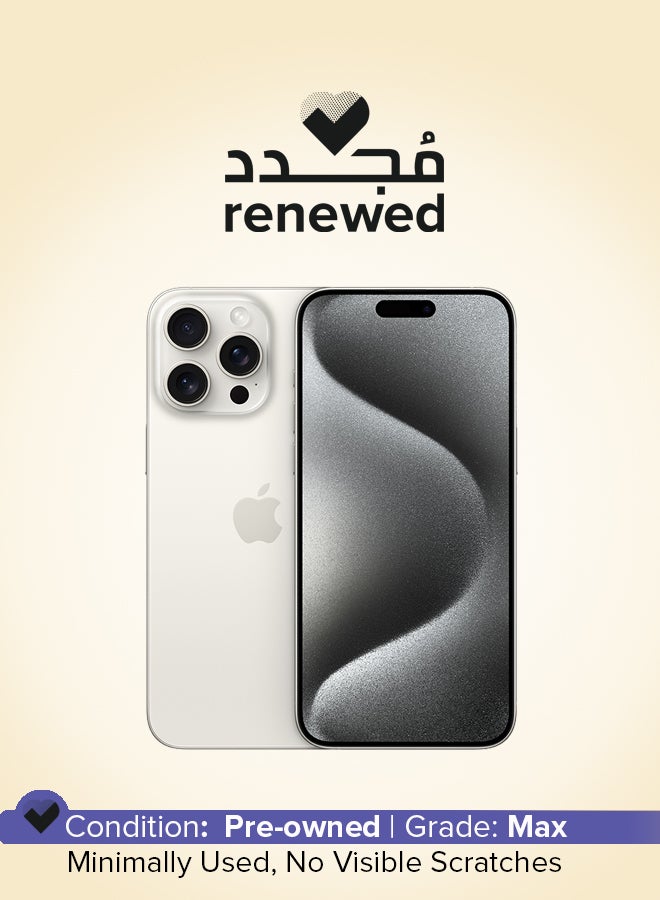 ابل  Renewed - iPhone 15 Pro Max 256GB White Titanium 5G With FaceTime - USA Version (e-SIM only) - Image 1