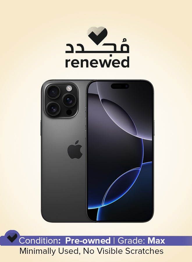 ابل  Renewed - iPhone 16 Pro Max 256GB Black Titanium 5G (E-sim only) With FaceTime - USA Version - Image 1
