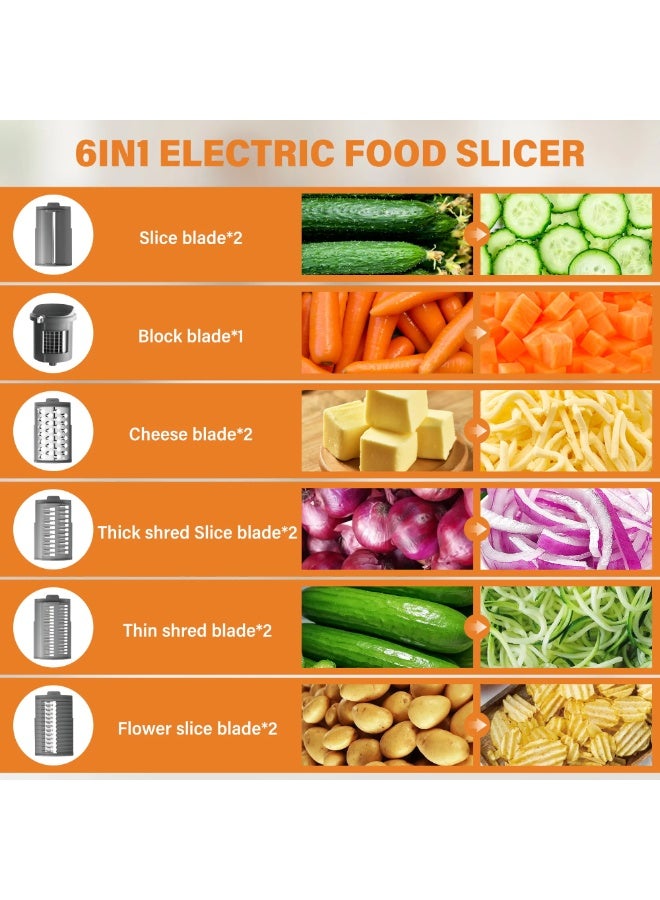 سونفير 6-in-1 Electric Vegetable Slicer & Food Chopper | 80W Powerful Motor | Multifunctional Salad Maker, Grater, Shredder & Grinder | 6 Stainless Steel Blades for Effortless Slicing, Shredding & Grating | Large Feeding Tube | One-Touch Control |Ideal for Healthy Meal Prep, Salad, Snacks & Home Cooking 80 W SF-5550 Grey - Image 3