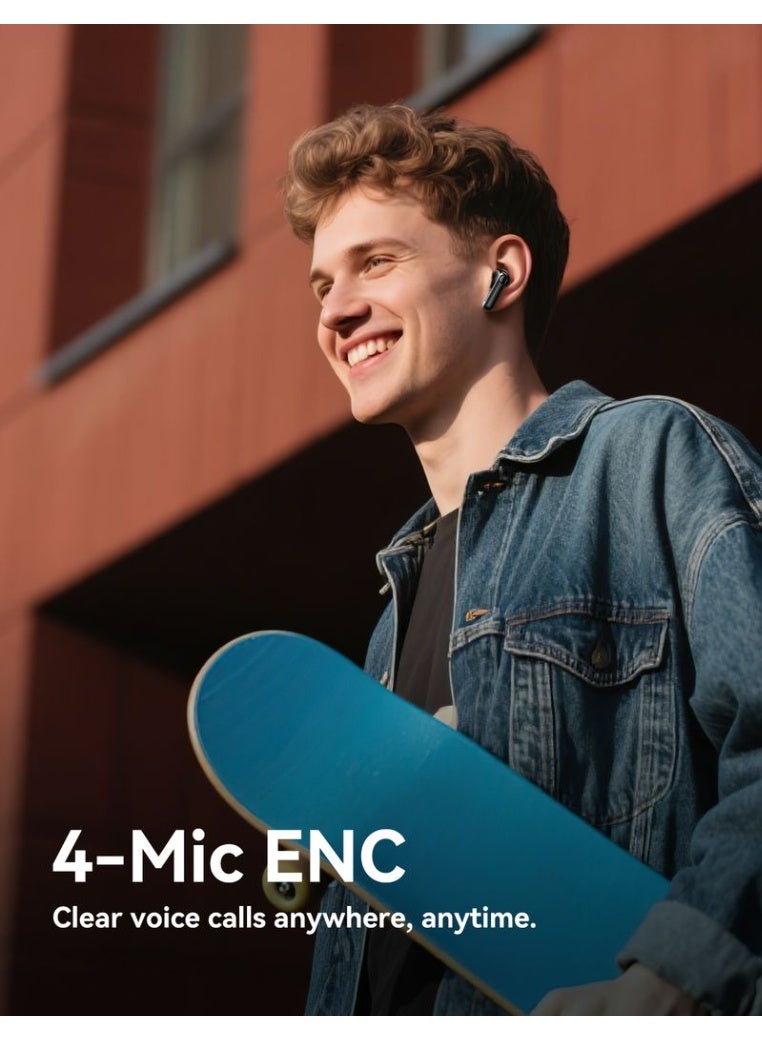 جوي روم JR-FN3 Funpods True Wireless Earbuds TWS with 38dB Active Noise Cancelling, 4-Mic ENC Crystal Clear Calls, Deep Bass 13mm Drivers, 28H Playtime, 65ms Low Latency, Upgrated Bluetooth 5.4, Smart APP Control – Premium Sound Earphones for Android & iPhone - CE Certified Graphite Black - Image 3