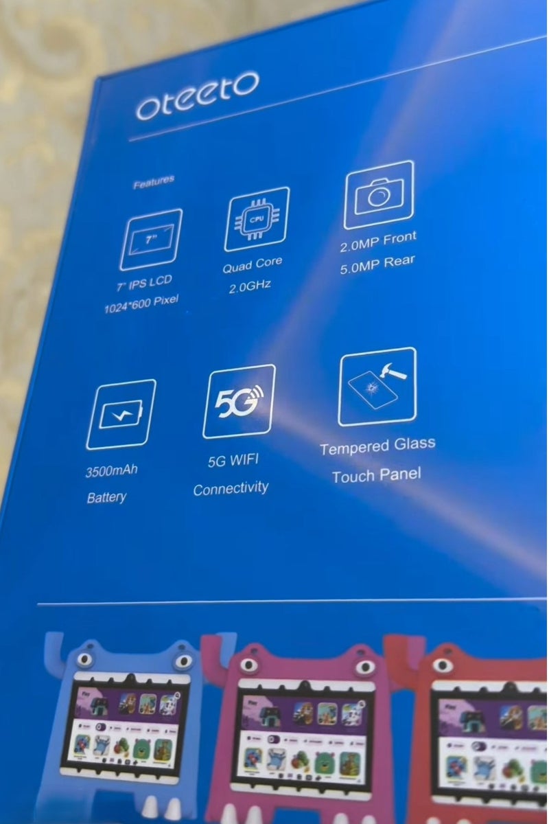 Oteeto Tab 73 Kids Tablet 7 Inch IPS LCD Screen WiFi 5G 6GB RAM 128GB ROM 3500mAh Battery Red - Image 5