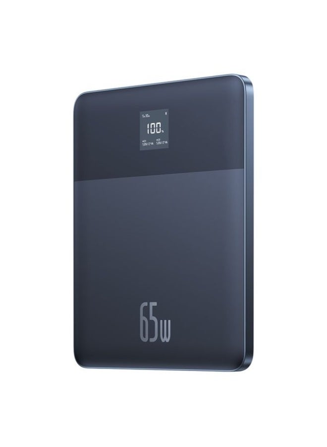 بيسوس "باور بانك Baseus Blade2 بسعة 12,000 مللي أمبير وشحن سريع 65 واط مع شاشتين رقميتين ومنفذي USB‑C لشحن جهازين في نفس الوقت – تصميم نحيف وعصري باللون مارينا بلو" - Image 1