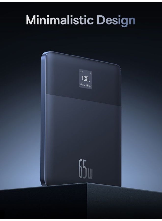 بيسوس "باور بانك Baseus Blade2 بسعة 12,000 مللي أمبير وشحن سريع 65 واط مع شاشتين رقميتين ومنفذي USB‑C لشحن جهازين في نفس الوقت – تصميم نحيف وعصري باللون مارينا بلو" - Image 4