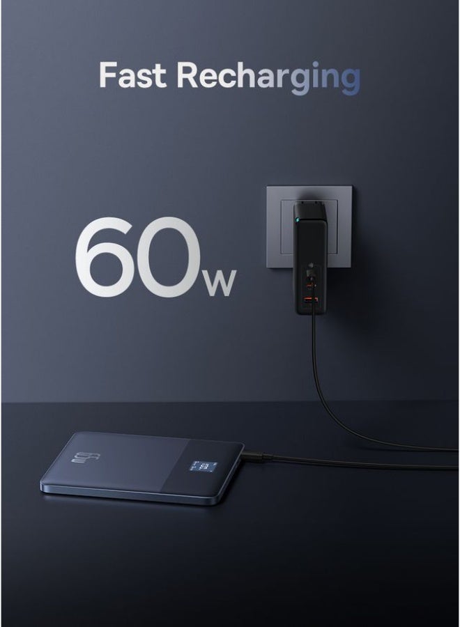 بيسوس "باور بانك Baseus Blade2 بسعة 12,000 مللي أمبير وشحن سريع 65 واط مع شاشتين رقميتين ومنفذي USB‑C لشحن جهازين في نفس الوقت – تصميم نحيف وعصري باللون مارينا بلو" - Image 5