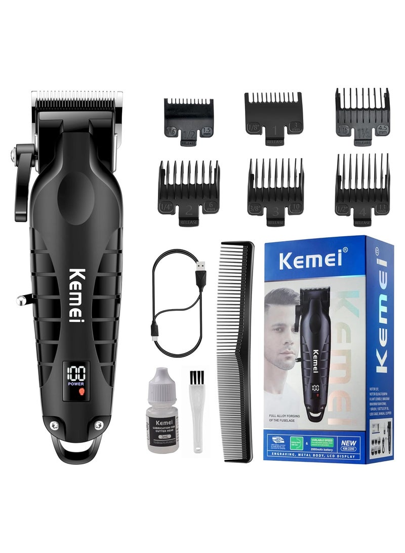 Kemei Professional Hair Clipper 2290, Hair and Beard Trimmer with LED Display and USB Rechargeable - Image 1