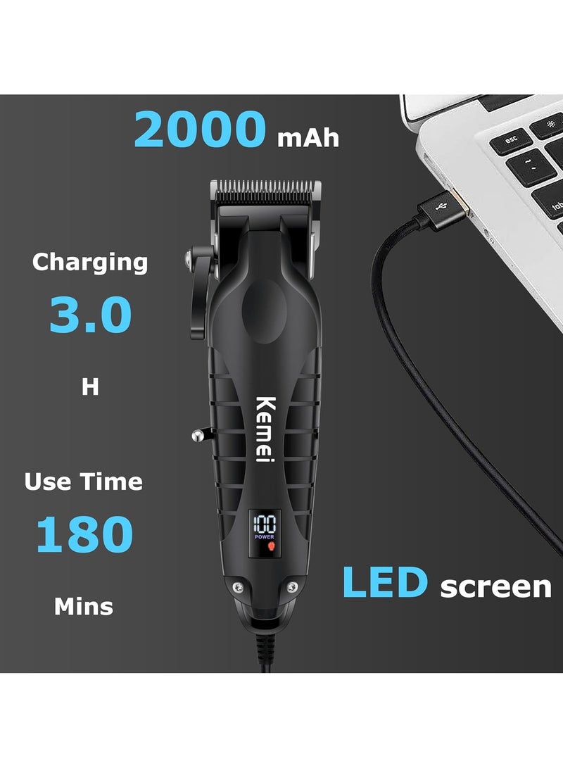 Kemei Professional Hair Clipper 2290, Hair and Beard Trimmer with LED Display and USB Rechargeable - Image 4