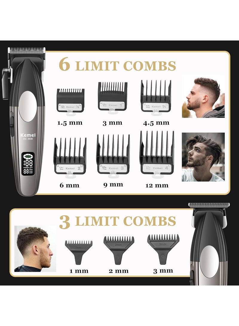KEMEI 8536 Professional Hair Clippers for Men, Cordless Barber Clipper and Trimmers Set with LED Displays, 9000 RPM Hair Cutting Kits with Charging Bases - Image 5