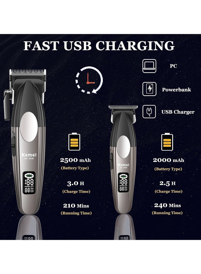 KEMEI 8536 Professional Hair Clippers for Men, Cordless Barber Clipper and Trimmers Set with LED Displays, 9000 RPM Hair Cutting Kits with Charging Bases - Image 4