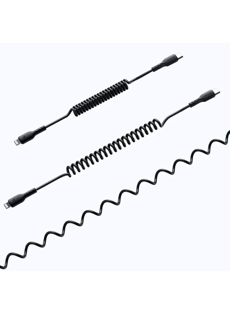 جوي روم S-A38 Type-C to Type-C Cable — Elegant Coiled Design, Anti-Cut Durability, 1.5m Length, Supports 60W Fast Charging - Black - Image 3