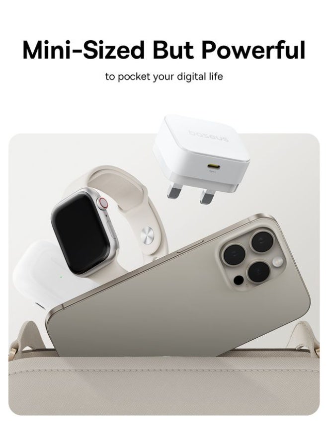 Baseus 20W Type-C Wall Plug with 60W Type-C to Type-C Cable - White - Image 3