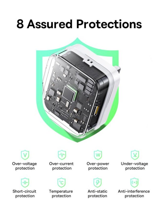 Baseus 20W Type-C Wall Plug with 60W Type-C to Type-C Cable - White - Image 5