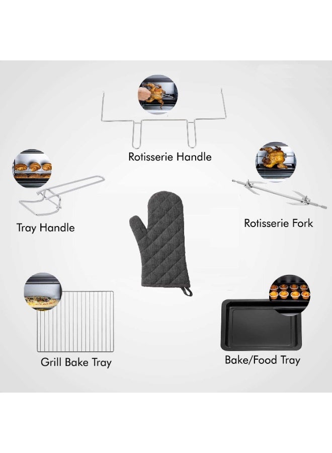 كراون لاين فرن كهربائي كراونلاين EO-439، 100 لتر 2800 واط، شواية مزدوجة وتهوية، مشواة، ترموستات قابل للتعديل حتى 250°C، باب زجاجي، داخلية من الفولاذ المقاوم للصدأ – أسود - Image 3