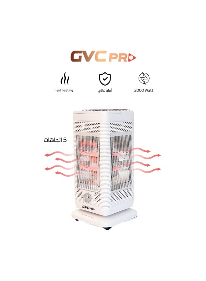 GVC PRO Rectangular Decorative Heater 2000W - 2 Heat Levels - 360 Degree - White GVCHT-1804 2000 W GVCHT-1804 White - Image 1