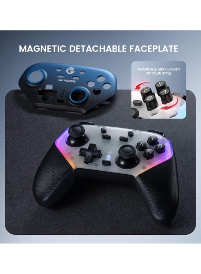 GameSir Super Nova Wireless Gaming Controller for PC/Switch/iOS/Android, Hall Effect Stick & Trigger, Rubberized Grips, RGB Lighting, Swappable ABXY, Detachable Faceplate, 1000mAh with Charging Dock - Image 4