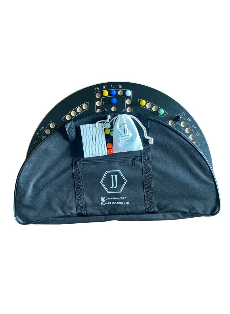 جاكارو جوكر لعبة لوحية خشبية قابلة للطي من الجانبين مع حقيبة لـ 4 لاعبين و 6 لاعبين مع 24 كرة رخامية و 1 بطاقة جاكار بلاستيكية - Image 1