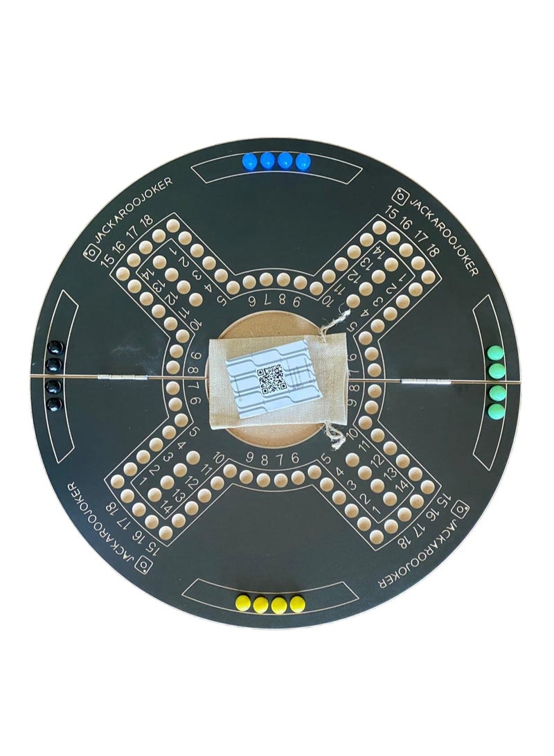 جاكارو جوكر لعبة لوحية خشبية قابلة للطي من الجانبين مع حقيبة لـ 4 لاعبين و 6 لاعبين مع 24 كرة رخامية و 1 بطاقة جاكار بلاستيكية - Image 3