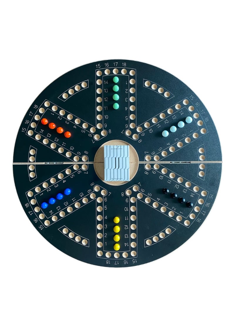جاكارو جوكر لعبة لوحية خشبية قابلة للطي من الجانبين مع حقيبة لـ 4 لاعبين و 6 لاعبين مع 24 كرة رخامية و 1 بطاقة جاكار بلاستيكية - Image 2