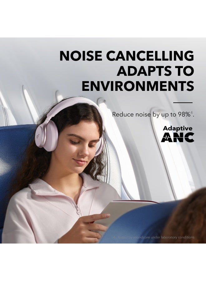 ساوند كور ساوندكور من أنكر، سبيس وان، سماعات رأس بإلغاء الضوضاء النشط، تقليل الصوت 2X أقوى، 40 ساعة من وقت التشغيل مع إلغاء الضوضاء، تحكم عبر التطبيق، صوت لاسلكي عالي الدقة LDAC، ملائمة مريحة، مكالمات واضحة، بلوتوث 5.3 - Image 3