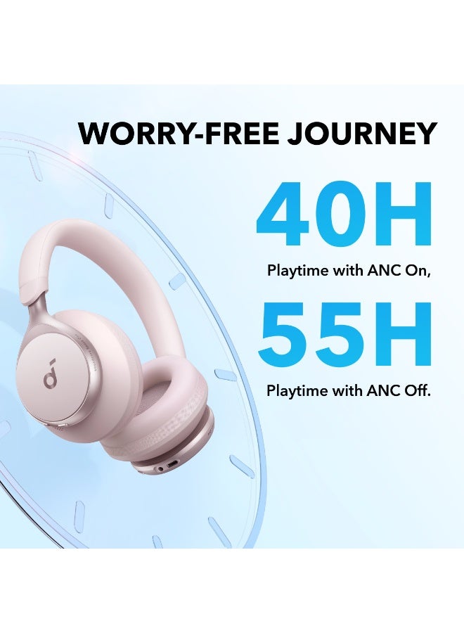 ساوند كور ساوندكور من أنكر، سبيس وان، سماعات رأس بإلغاء الضوضاء النشط، تقليل الصوت 2X أقوى، 40 ساعة من وقت التشغيل مع إلغاء الضوضاء، تحكم عبر التطبيق، صوت لاسلكي عالي الدقة LDAC، ملائمة مريحة، مكالمات واضحة، بلوتوث 5.3 - Image 5