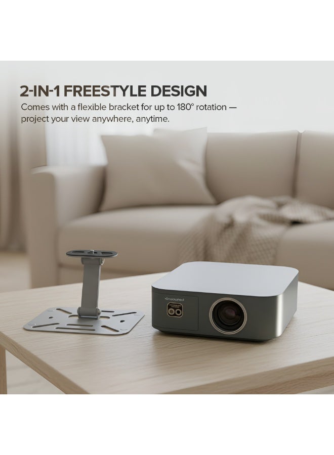 وونكت Portable Smart Projector |200 ANSI Lumens 1080P 4k SupportMax 250" Screen, Android 12, Auto Focus & Keystone, Built-in WiFi & Bluetooth, Supports Netflix/Prime/YouTube/4K -Grey Q9 720p grey - Image 4
