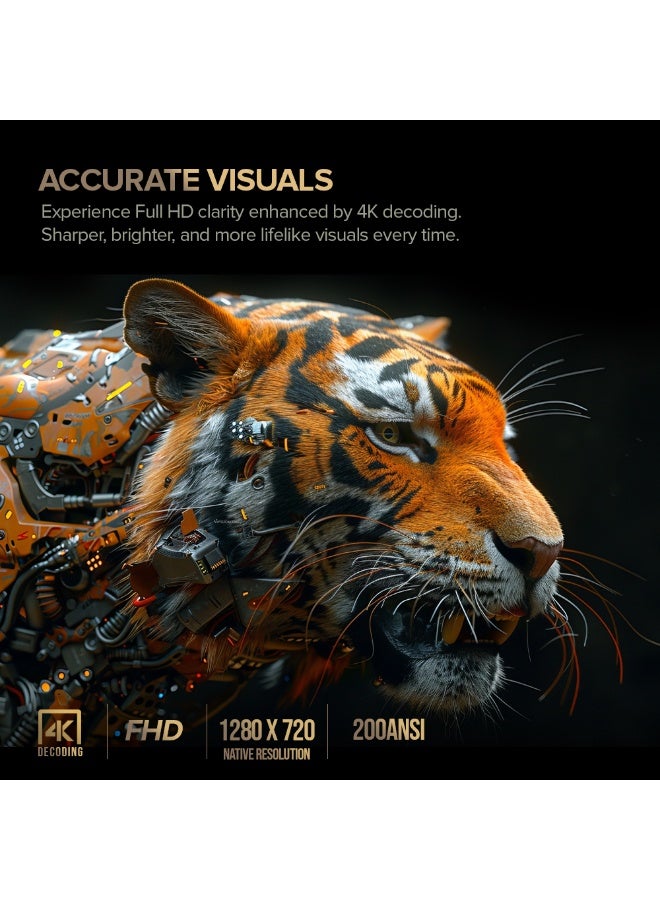 وونكت Portable Smart Projector |200 ANSI Lumens 1080P 4k SupportMax 250" Screen, Android 12, Auto Focus & Keystone, Built-in WiFi & Bluetooth, Supports Netflix/Prime/YouTube/4K -Grey Q9 720p grey - Image 3