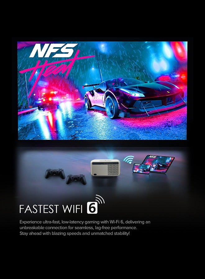 وونكت Smart Projector|1000 ANSI Lumens Android 12.0, Full HD 1080P, 4K Support, Auto Focus, Dustproof LCD, 2G+32G, Screen Mirroring, 300'' Display Home Theater Projector 1080p A25 white - Image 3