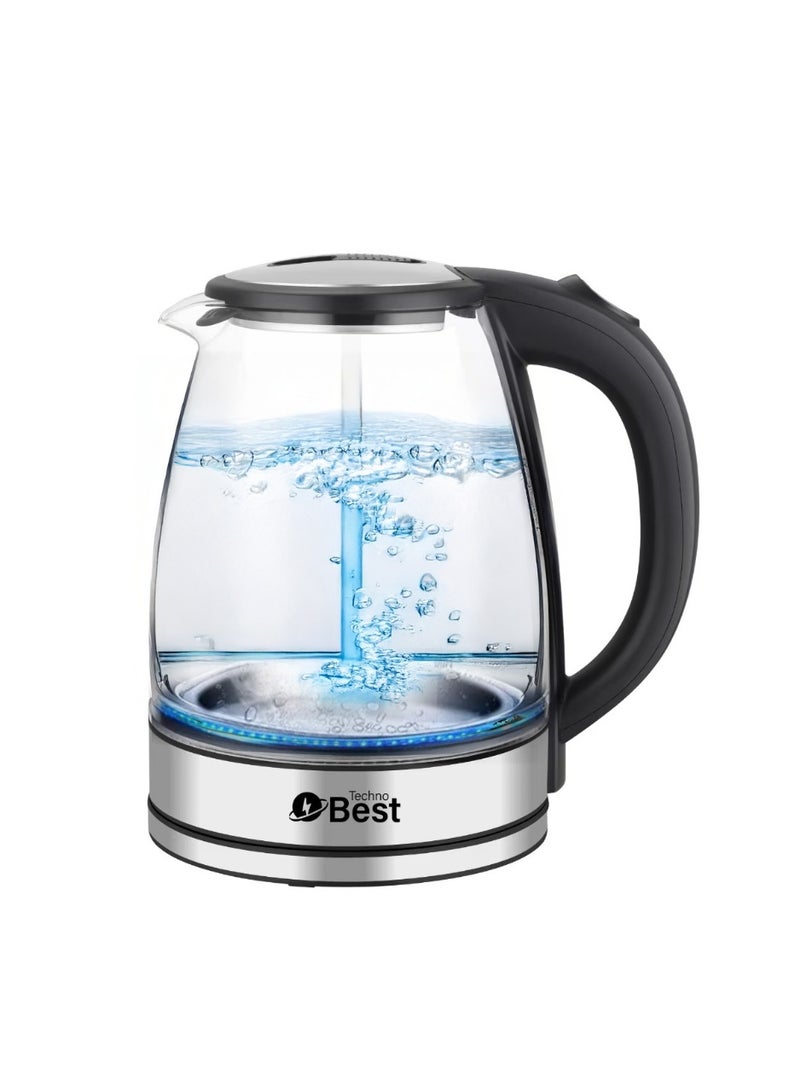 Techno Best Electric Glass Kettle 1.8L 1500W BGK-005 1.8 L 1500 W BGK-005 Black - Image 1