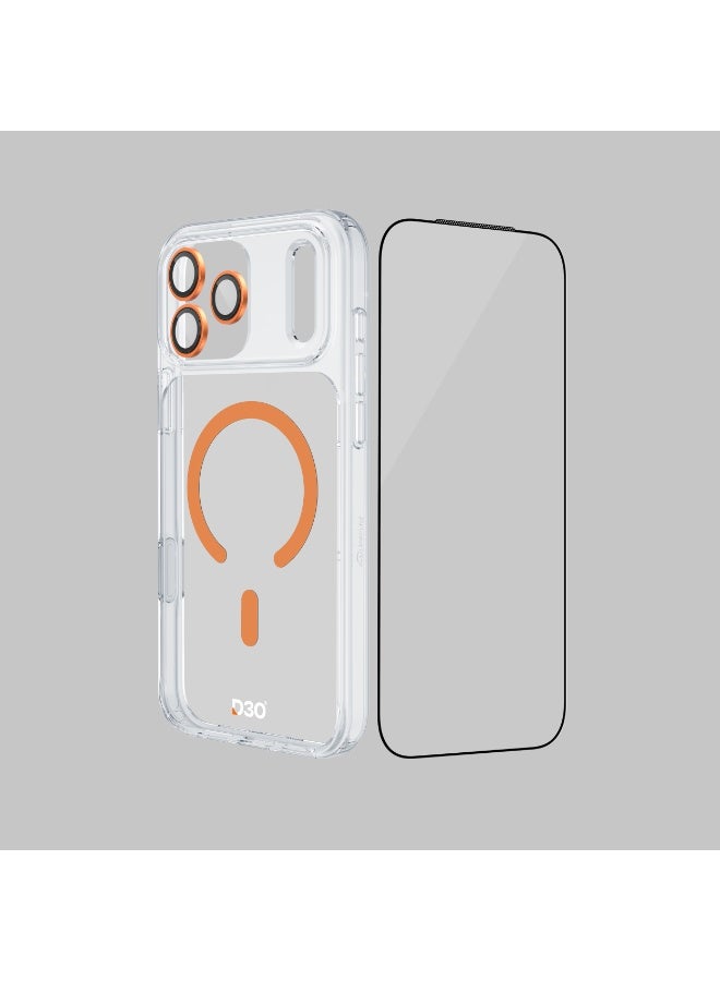 ArmorPro D3O 3-in-1 Combo with Capture Button (HD Anti-Reflective Screen Protector & DoubleAR Camera Lens & D3O Clear Case with Orange MagSafe) for iPhone 17 Pro Max – Elegant all-in-one protection combo - Clear - Image 3