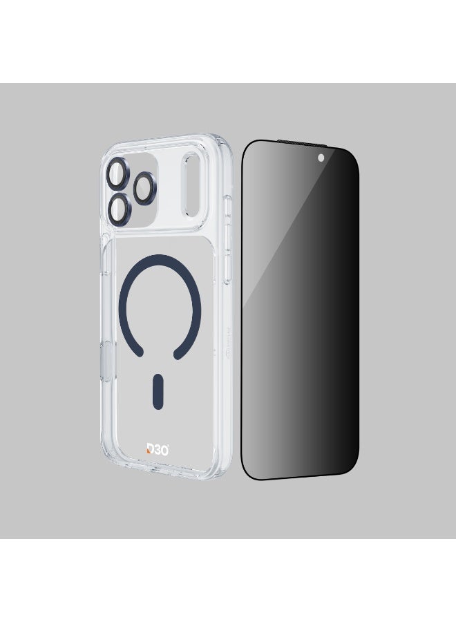 ArmorPro D3O 3-in-1 Combo with Capture Button (Privacy Anti-Reflective Screen Protector & DoubleAR Camera Lens & D3O Clear Case with Deep Blue MagSafe) for iPhone 17 Pro Max – Advanced protection and performance - Clear - Image 4