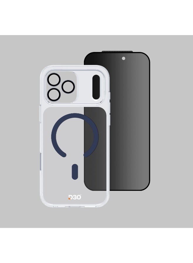 ArmorPro D3O 3-in-1 Combo with Capture Button (Privacy Anti-Reflective Screen Protector & DoubleAR Camera Lens & D3O Clear Case with Deep Blue MagSafe) for iPhone 17 Pro Max – Advanced protection and performance - Clear - Image 3