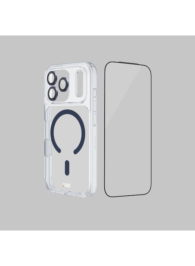 ArmorPro D3O 3-in-1 Combo with Capture Button (HD Anti-Reflective Screen Protector & DoubleAR Camera Lens & D3O Clear Case with Deep Blue MagSafe) for iPhone 17 Pro – Elegant full-protection combo - Clear - Image 4