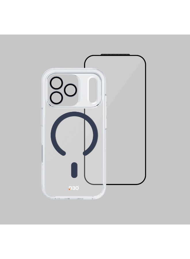 ArmorPro D3O 3-in-1 Combo with Capture Button (HD Anti-Reflective Screen Protector & DoubleAR Camera Lens & D3O Clear Case with Deep Blue MagSafe) for iPhone 17 Pro – Elegant full-protection combo - Clear - Image 3