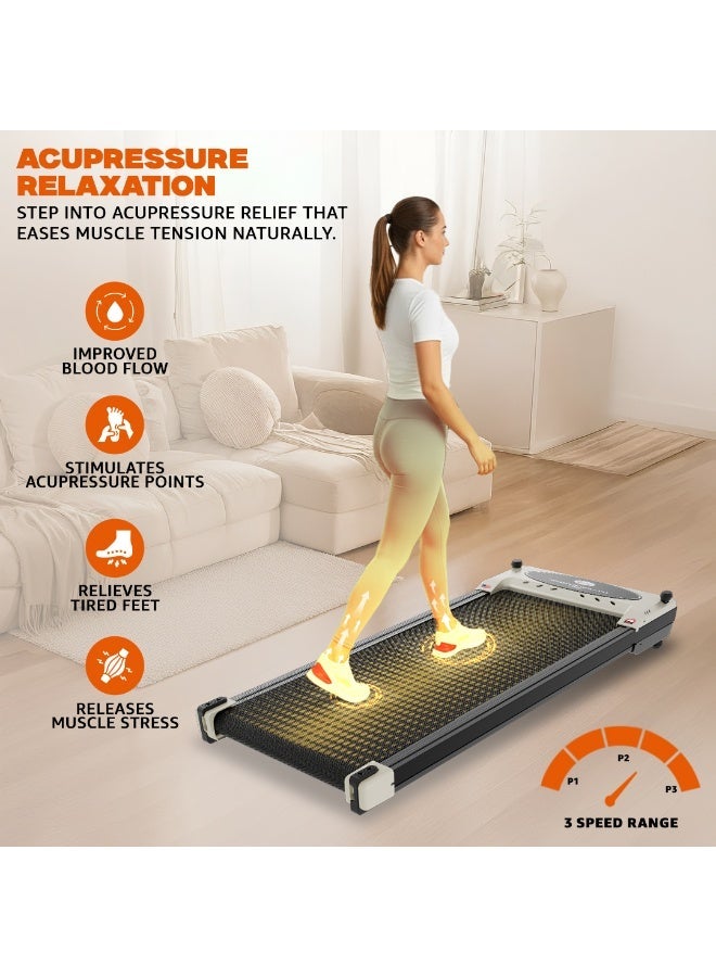 باورماكس فيتنيس فلباد 2.5HP موتور كهربائي تحت المكتب 3 في 1 جهاز مشي مع وظيفة مزدوجة، ضغط أكواب مدمج وبلوتوث للموسيقى، مكبر صوت، شاشة LED، أقصى وزن مستخدم 120 كجم، منصة الجري 920 × 370 مم - Image 4