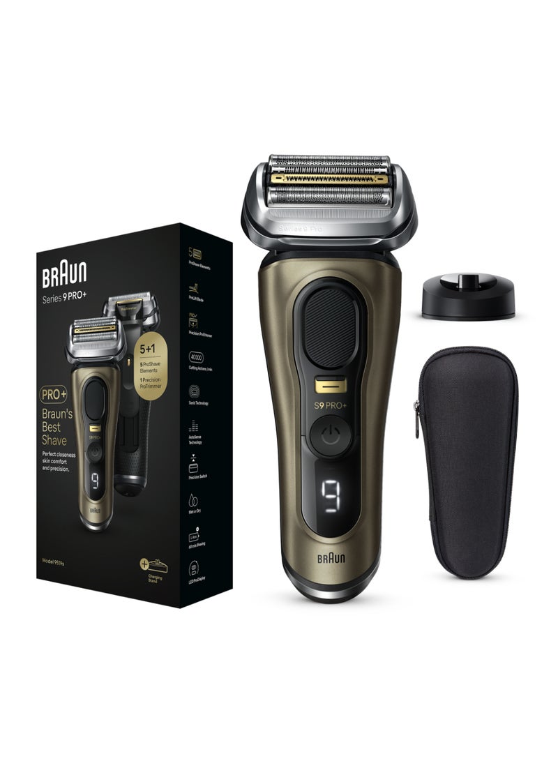Braun Series 9 Pro+ Efficient & Gentle, 5 Shaving element, Ultimate Precision ProTrimmer, 60-min  Runtime, Wet and Dry - 9519s multicolour 13 x 6.8 x 25cm - Image 1