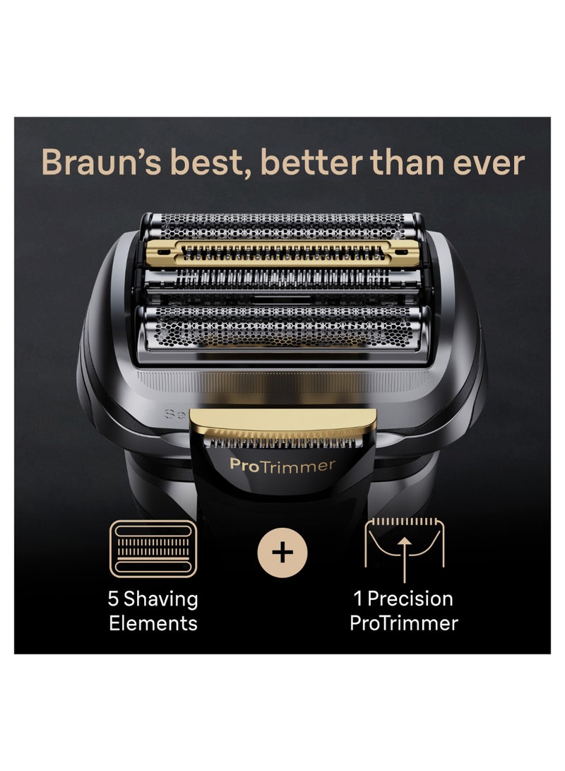 Braun Series 9 Pro+ Efficient & Gentle, 5 Shaving element, Ultimate Precision ProTrimmer, 60-min  Runtime, Wet and Dry - 9519s multicolour 13 x 6.8 x 25cm - Image 2