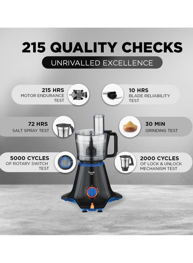 Preethi Zion Mixer Grinder for Kitchen - 4 Jars Mixie (3 Stainless Steel Jars+1 Master Chef Plus Food processor Jar), Flexi lids, Vega W5 motor 2.1 L 750 W MG227 black - Image 4