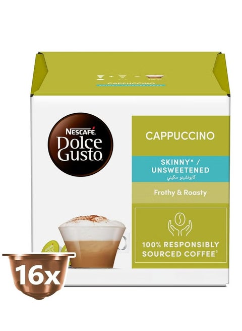 Cappuccino Skinny and Unsweetened 16 Coffee Capsules Cappuccino 161.6grams Single