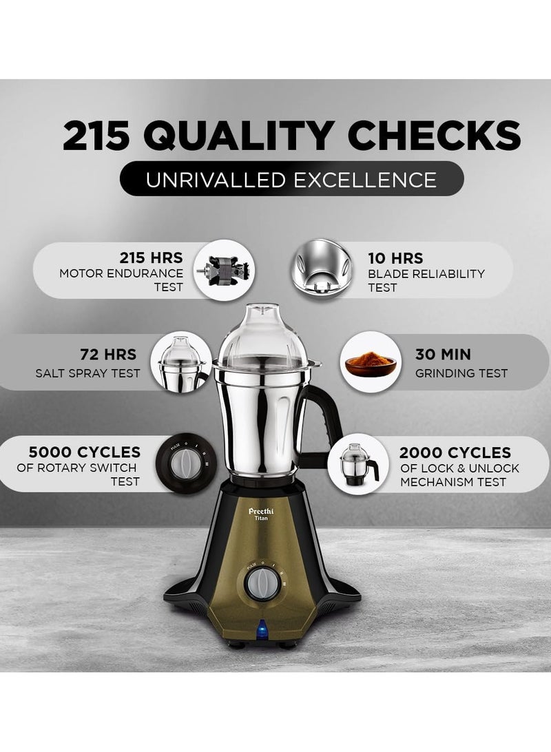 Preethi Titan Mixer Grinder for Kitchen | 3 Jars Mixie 1000 W MG283 Black - Image 5