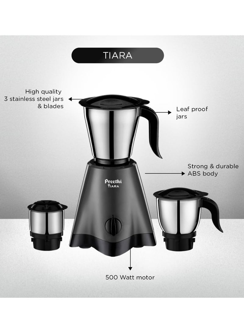 Preethi Tiara Mixer Grinder for Kitchen | Mixie | 3 Stainless Steel Jars (0.3L, 0.7L and 1.2L) 1.2 L 500 W Tiara grey - Image 4