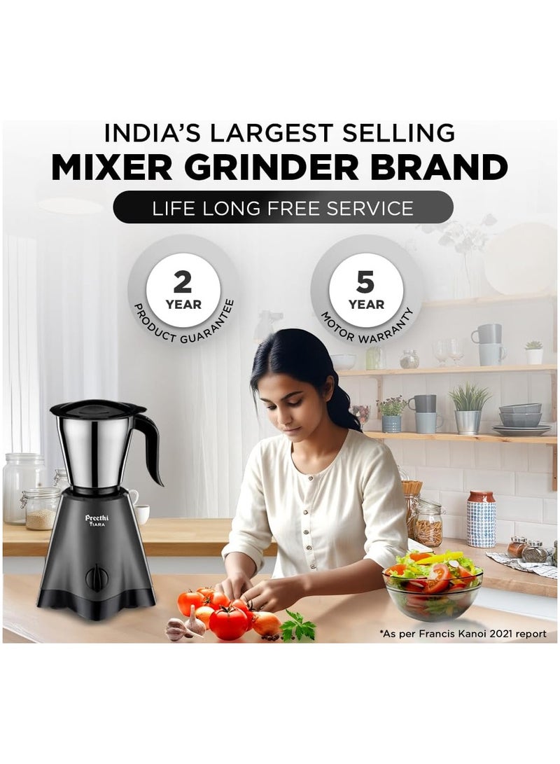 Preethi Tiara Mixer Grinder for Kitchen | Mixie | 3 Stainless Steel Jars (0.3L, 0.7L and 1.2L) 1.2 L 500 W Tiara grey - Image 5