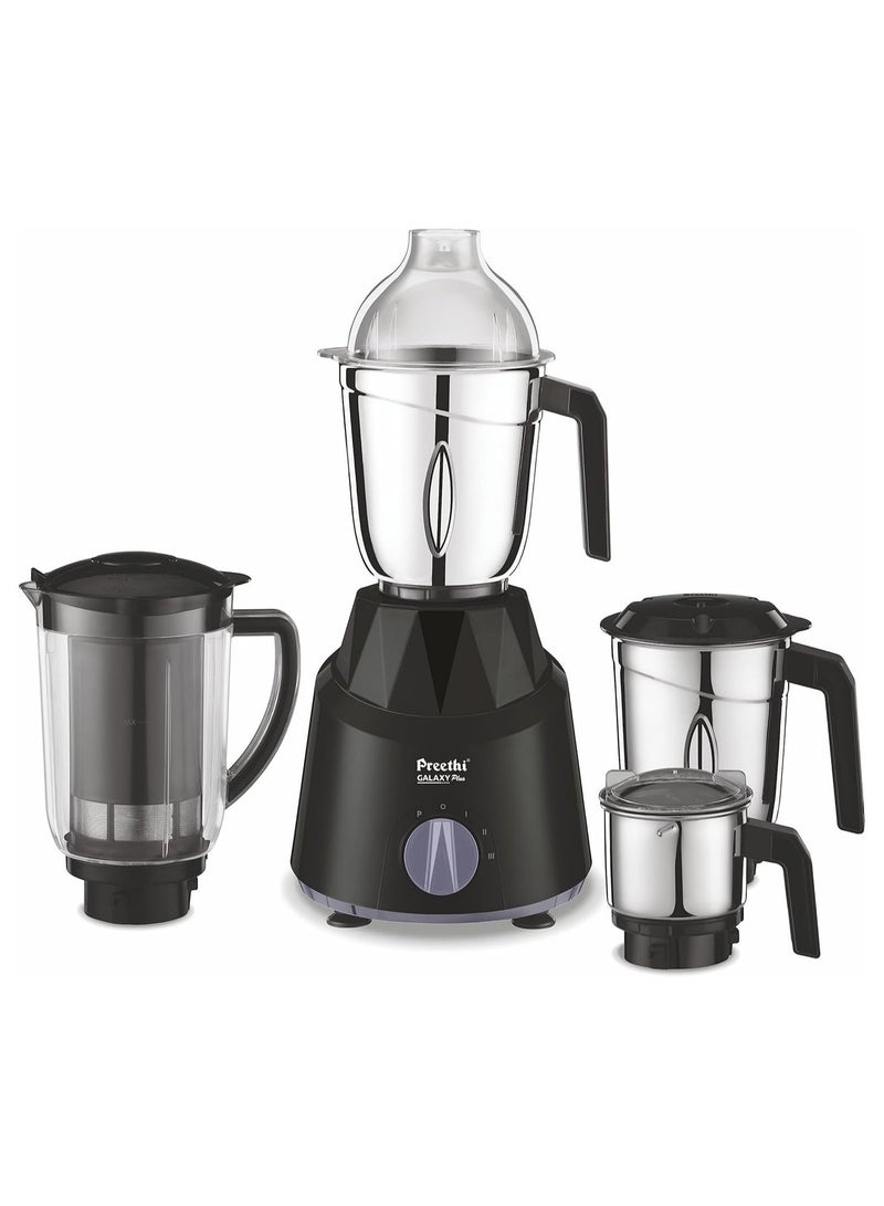 Preethi Galaxy Plus Mixer Grinder for Kitchen - 4 Jars Mixie (3 Stainless Steel Jars+1 Super Extractor Juicer Jar), Flexi lids, Vega W5 Motor 750 W MG250 Black - Image 1