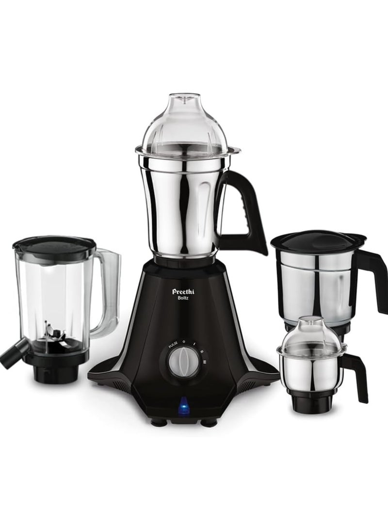 Preethi Boltz Mixer Grinder for Kitchen | 4 Jars Mixie| 3 Stainless Steel Jar & 1 Blender Jar for Milkshake,Smoothie,Puree 1.5 L 1000 W MG288 Black - Image 1