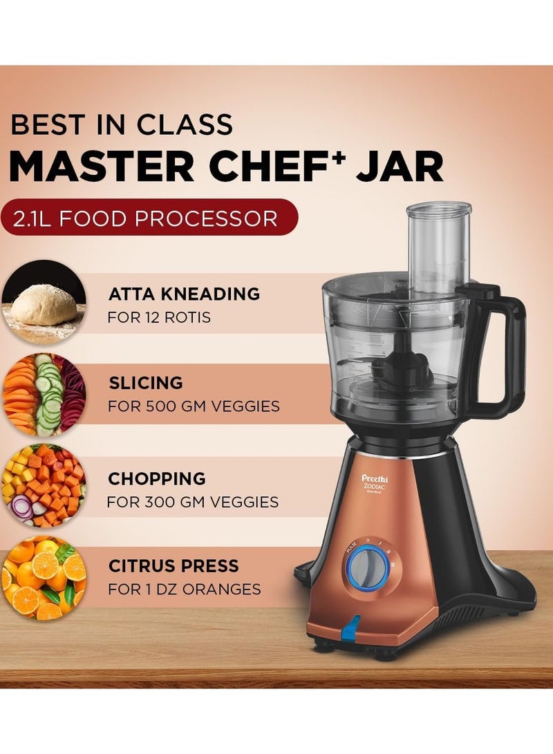 Preethi Zodiac Stardust Mixer Grinder for Kitchen, 5 Jars Mixie (3 Stainless steel Jars +1 Juicer Jar+1 Master Chef Plus Food processor Jar) 1.5 L 750 W MG265 Black/Copper - Image 2