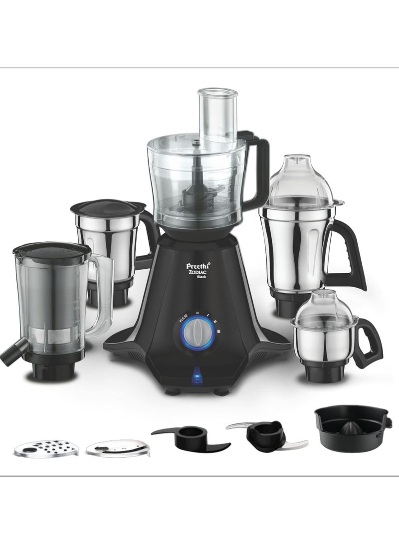 Preethi Zodiac Mixer Grinder for Kitchen, 5 Jars Mixie with Chutney Jar, Dry Grinding, Batter Grinding, Juicer & Masterchef Jar for chopping/grating 1.5 L 750 W MG261 Black - Image 1