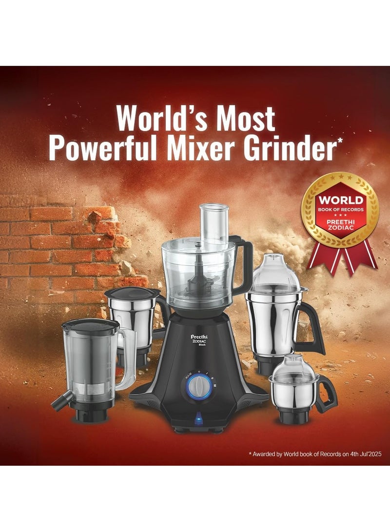 Preethi Zodiac Mixer Grinder for Kitchen, 5 Jars Mixie with Chutney Jar, Dry Grinding, Batter Grinding, Juicer & Masterchef Jar for chopping/grating 1.5 L 750 W MG261 Black - Image 2