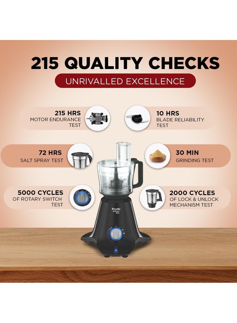 Preethi Zodiac Mixer Grinder for Kitchen, 5 Jars Mixie with Chutney Jar, Dry Grinding, Batter Grinding, Juicer & Masterchef Jar for chopping/grating 1.5 L 750 W MG261 Black - Image 3