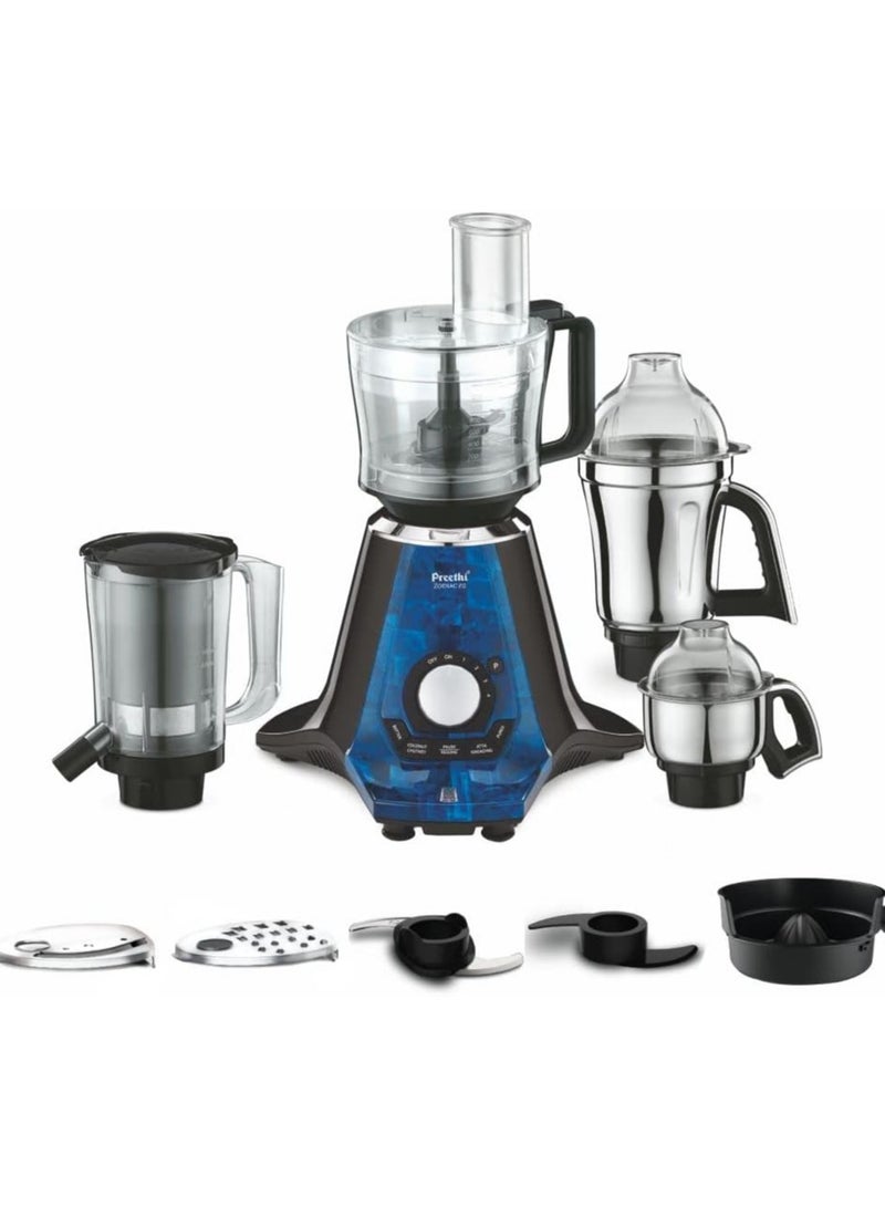 Preethi Zodiac 2.0 Mixer Grinder for Kitchen, 4 Jars Mixie - 2 Stainless steel Jars, Super Extractor Juicer Jar & Master Chef Food Processor Jar, 1.5 L 1000 W MG255 Black/ Blue - Image 1